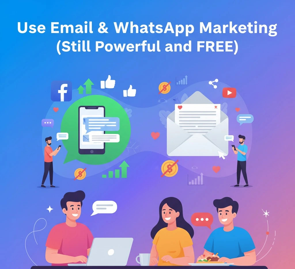 Use Email & WhatsApp Marketing (Still Powerful and FREE)